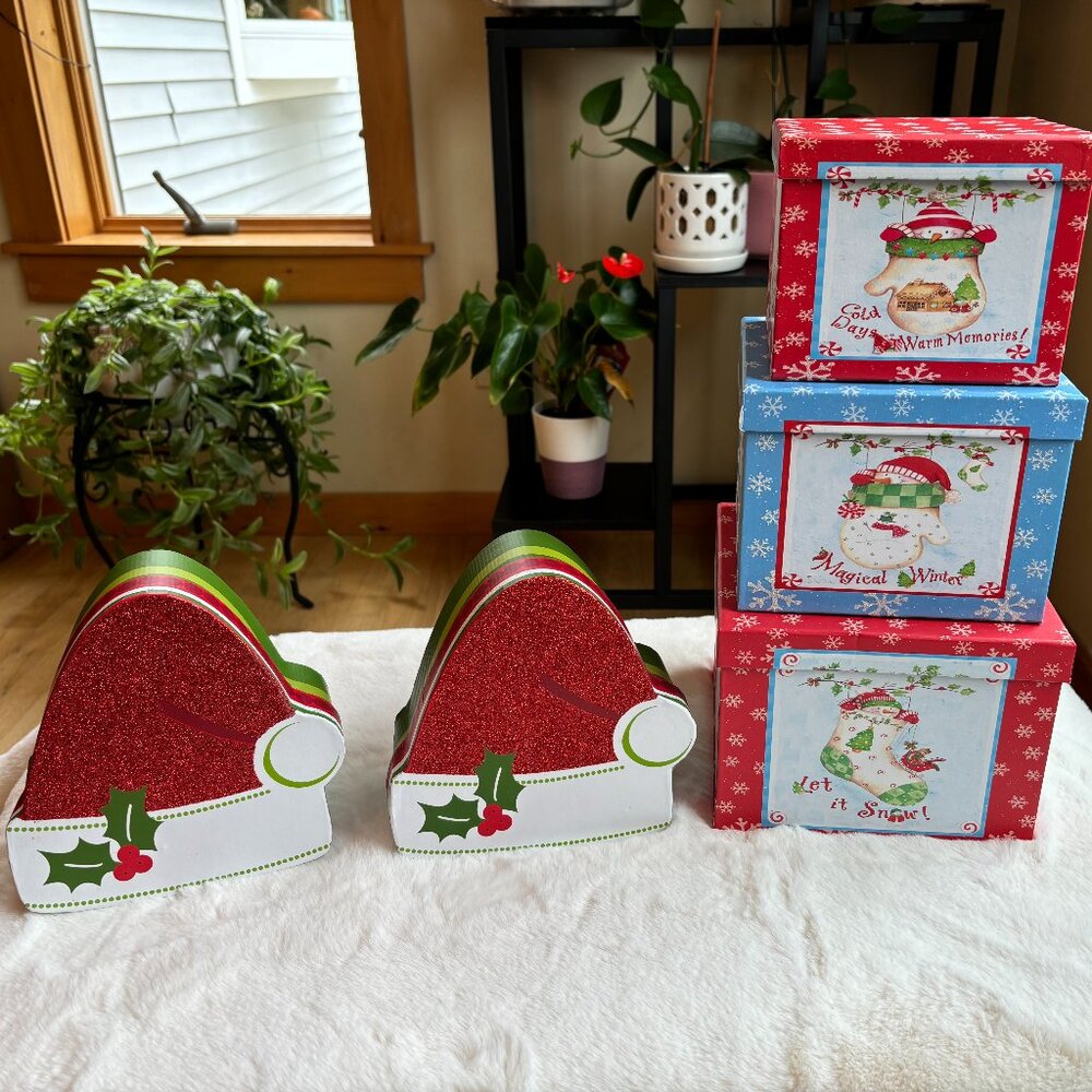 Seasonal Packaging Christmas Holiday Nesting Gift Storage Decoration Boxes